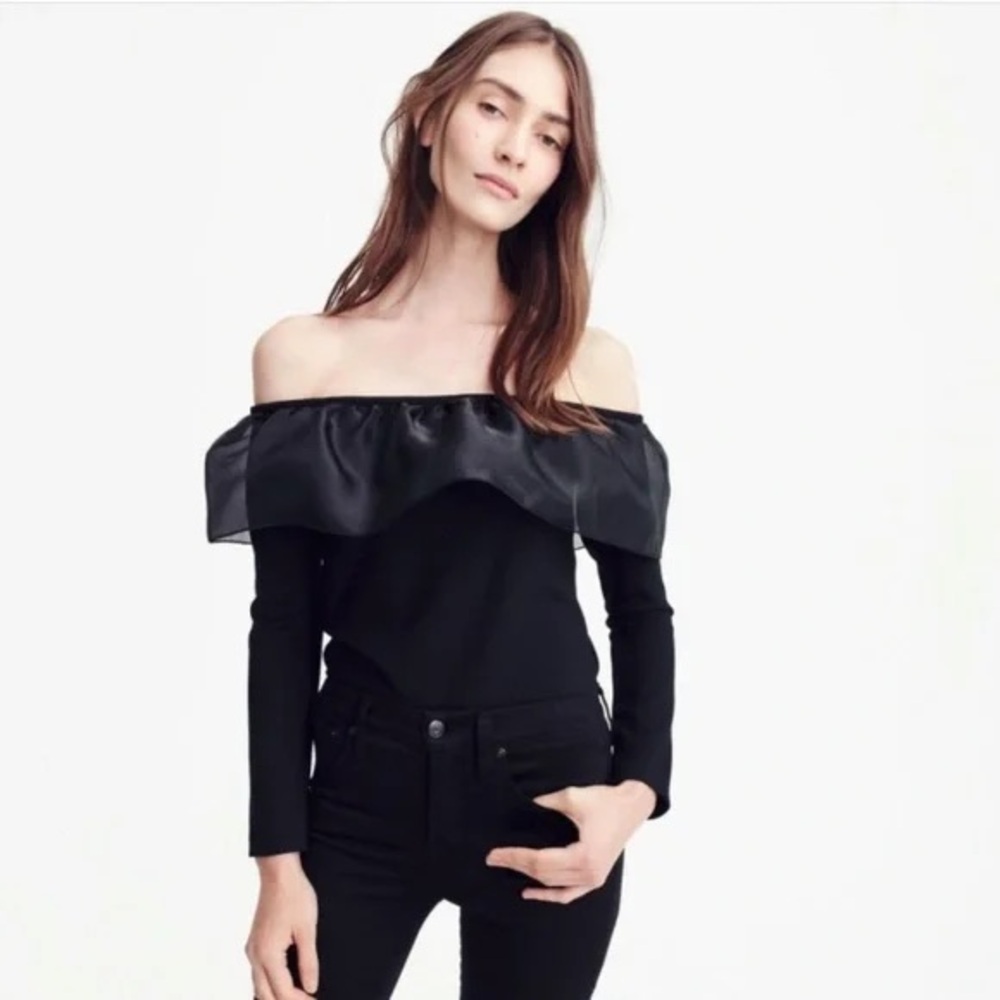 J. Crew Black Off-Shoulder Blouse